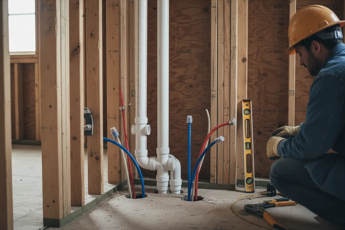 Drain and supply rough-in during Drain Cleaning in Wynnewood