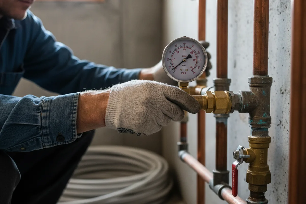Pressure testing a repaired line during Water Line Repair in Wynnewood
